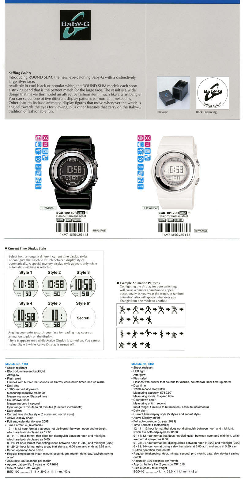 Baby-G, Round Slim, eye-catching, BGD-100-1, BGD-101-7