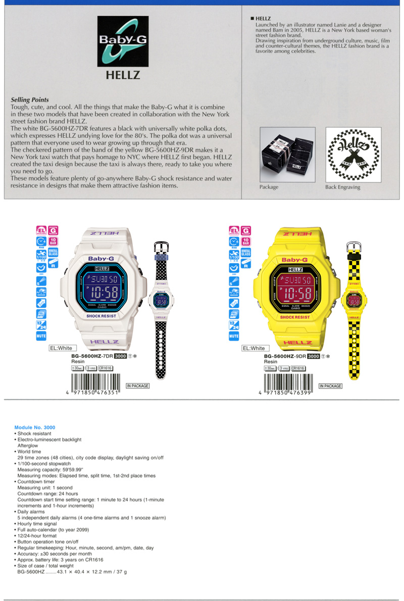 Baby-G, HELLZ, New York, NYC, 80'S, New York taxi, white polka dots, BG-5600HZ-7, BG-5600HZ-9