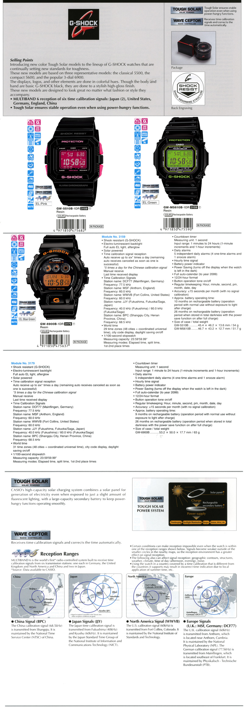 G-Shock, Multiband 6, Tough Solar, Wave Ceptor, GW-5510B-1, GW-M5610B-1, GW-6900B-1