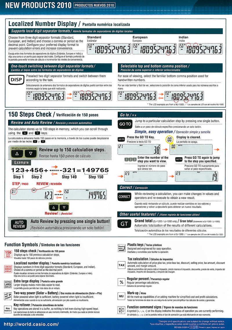 Calculator, CHECK, world's first, localized number display, DESK-top, Compact desk, 12D digits, DJ-120D, JJ-120D, MJ-120D, MJ-100D