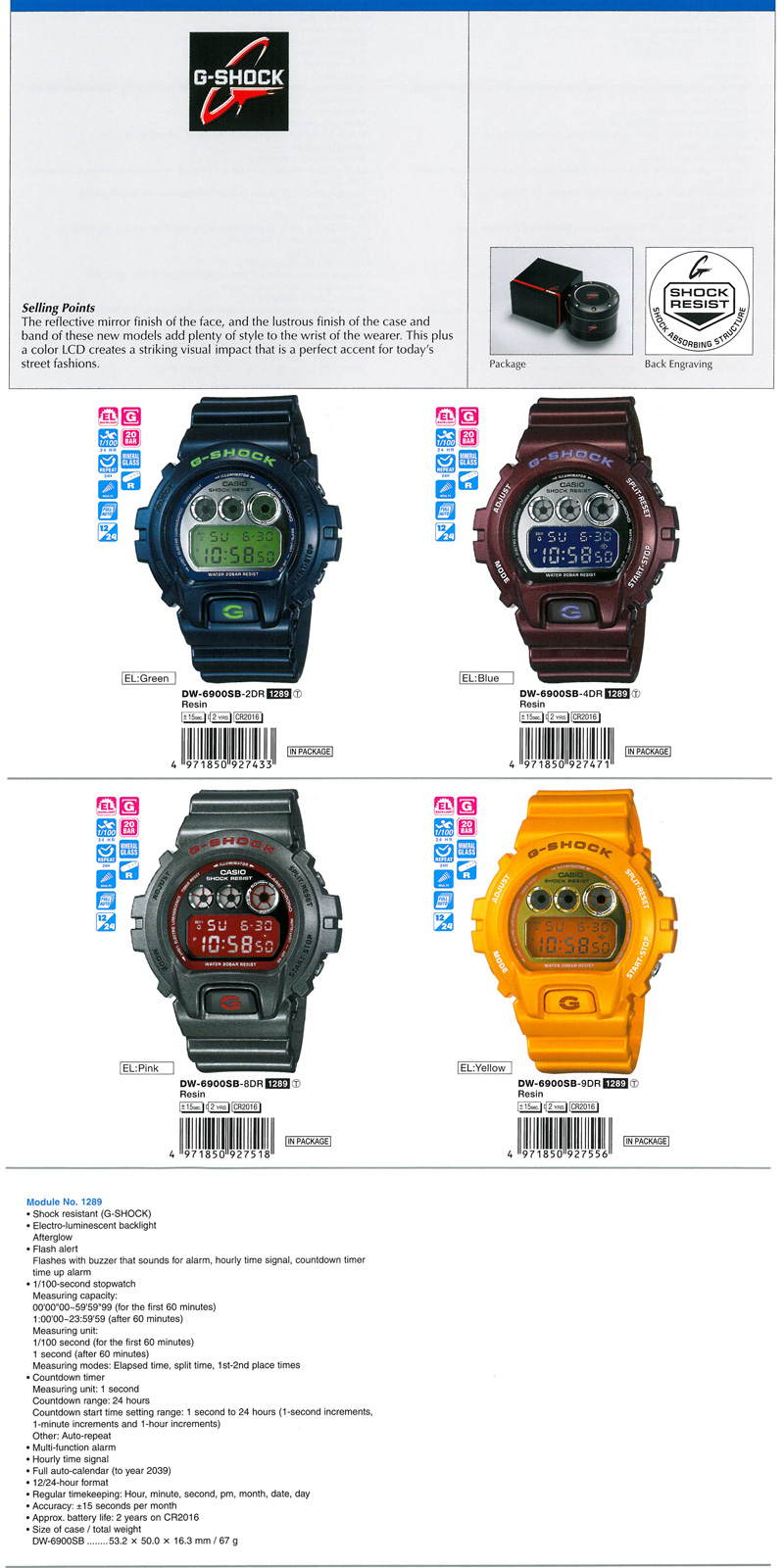 Metallic Colors, LUSTROUS, Plenty, striking, DW-6900SB-2, DW-6900SB-4, DW-6900SB-8, DW-6900SB-9