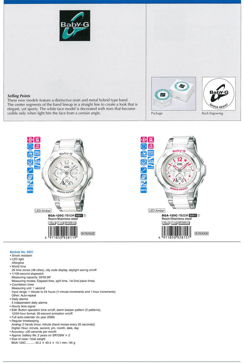 Baby-G, Composite Line, elegant, sporty, hybrid type, BGA-120C-7B1, BGAA-120C-7B2