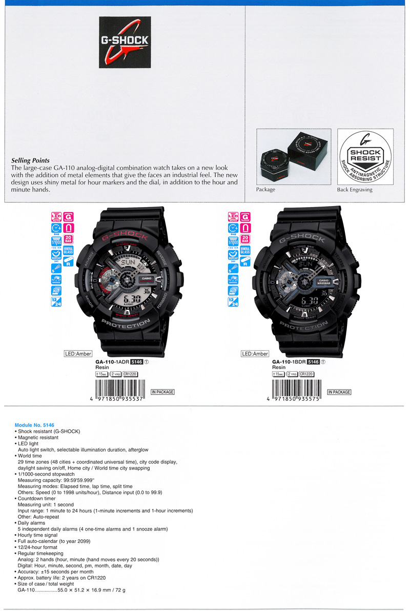 G-Shock, Analog-digital combination, metal element, industrial feel, shiny metal, GA-110-1A, GA-110-1B