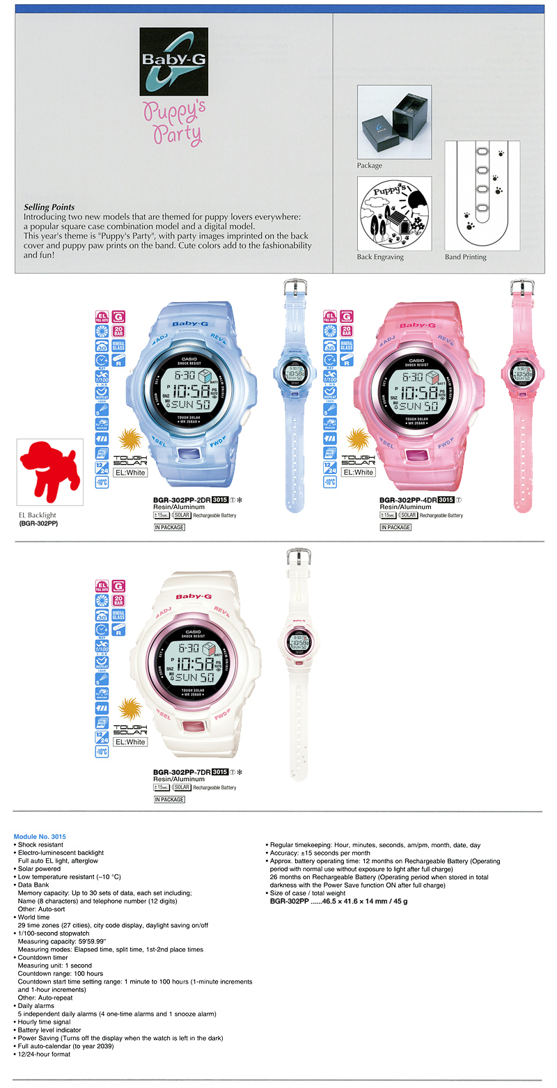 Baby-G, Puppy's Party, BGR-302PP-2, BGR-302PP-4, BGR-302PP-7