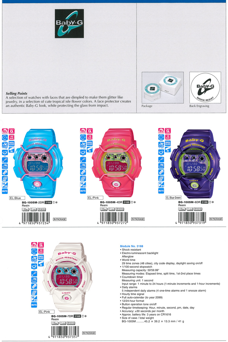 Baby-G, BG-1005M-2, BG-1005M-4, BG-1005M-6, BG-1005M-7