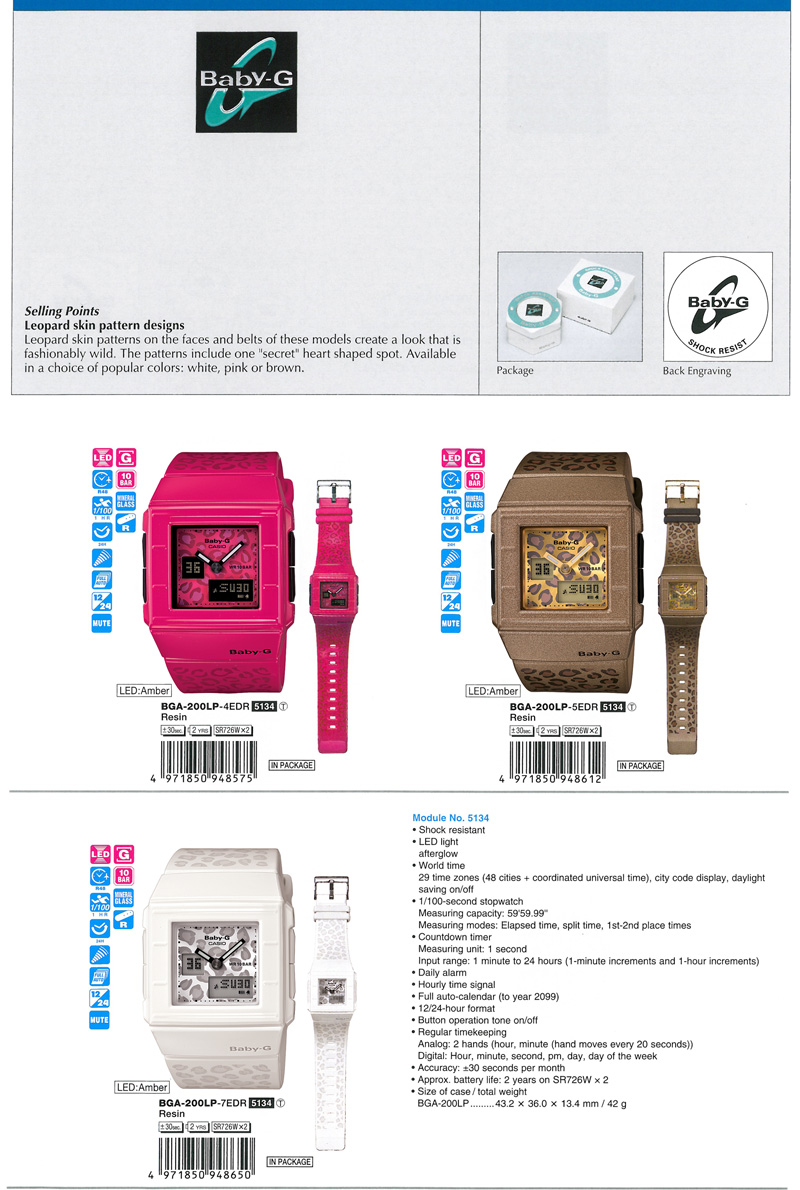 Baby-G, CASKET, Leopard skin pattern designs, fashionably wild, secret heart shaped spot, BGA-200LP-4E, BGA-200LP-5E, BGA-200LP-7E