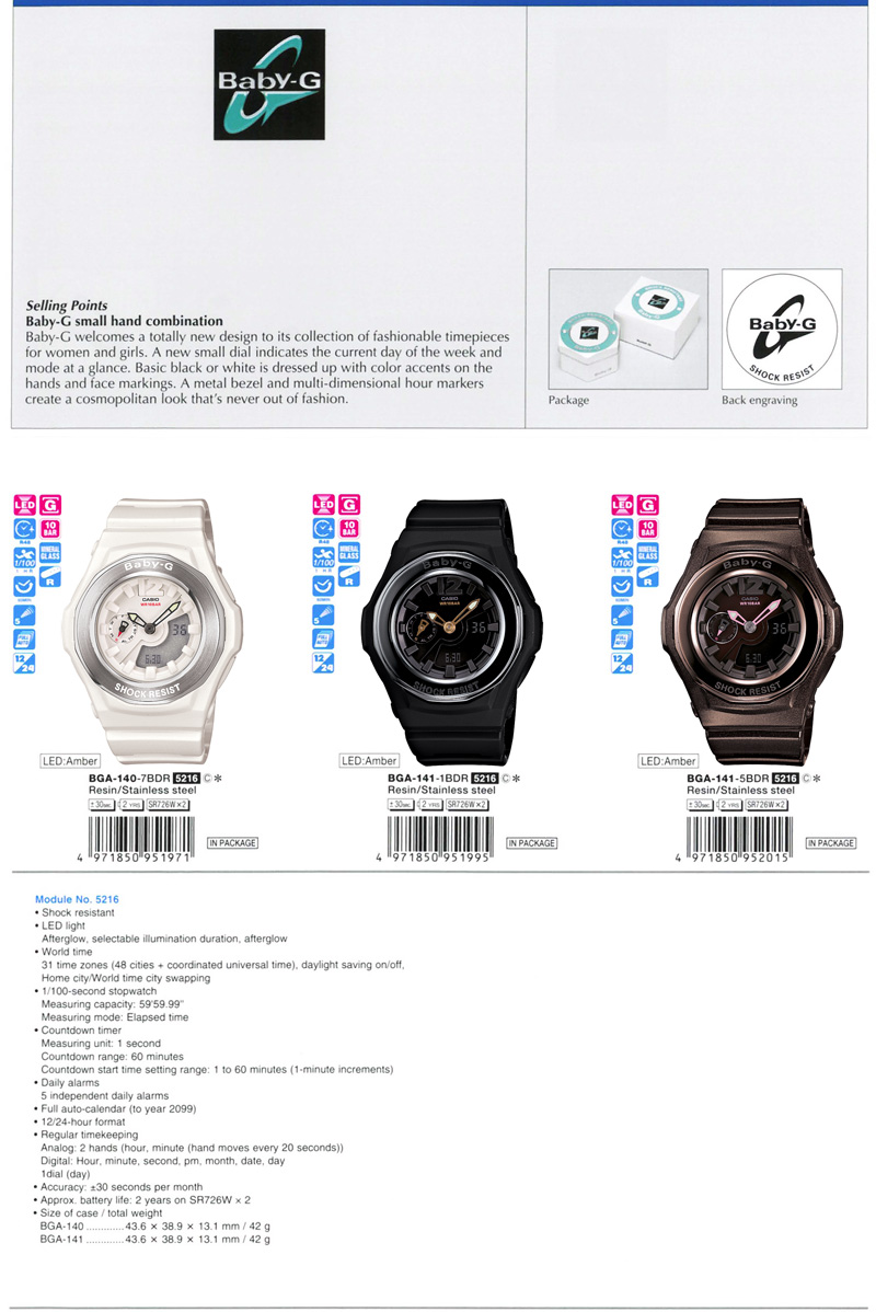 Baby-G, combination, fashionable timepieces, cosmopolitan look, BGA-140-7B, BGA-141-1B, BGA-141-5B