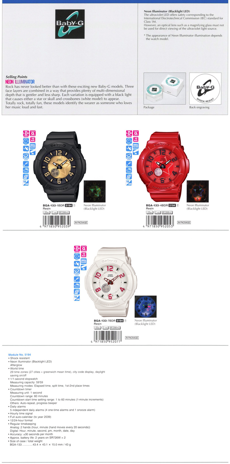 Baby-G, KE$HA, Neon Illuminator, multi-dimensional, crossbones, BGA-133-1B, BGA-133-4B, BGA-133-7B