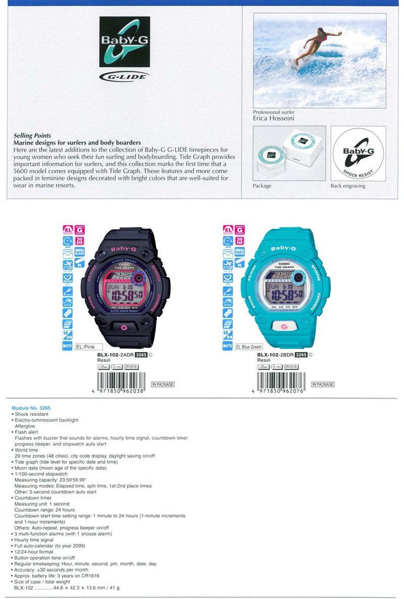 Baby-G, G-LIDE, Tide Graph, Marine, Erica Hosseini, BLX-102-2A, BLX-102-2B