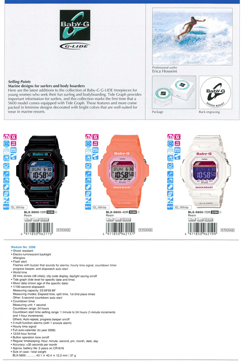 Watch, Baby-G, G-LIDE, Tide Graph, Marine, Erica Hosseini, BLX-5600-1, BLX-5600-4, BLX-5600-7, 3269