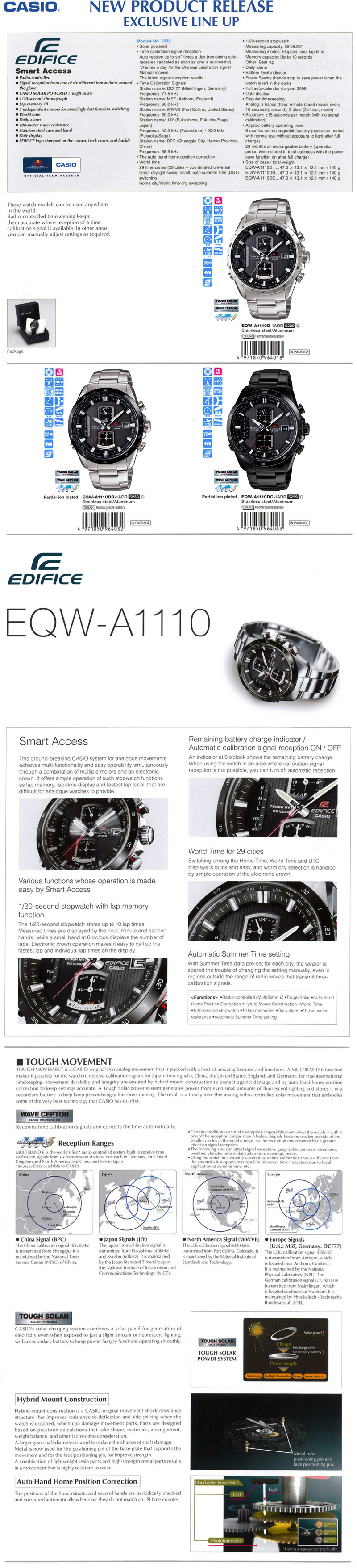 Edifice, Smart Access, Wave ceptor, tough solar, red bull racing, partner, EQW-A1110D-1A, EQW-A1110DB-1A, EQW-A11110DC-1A