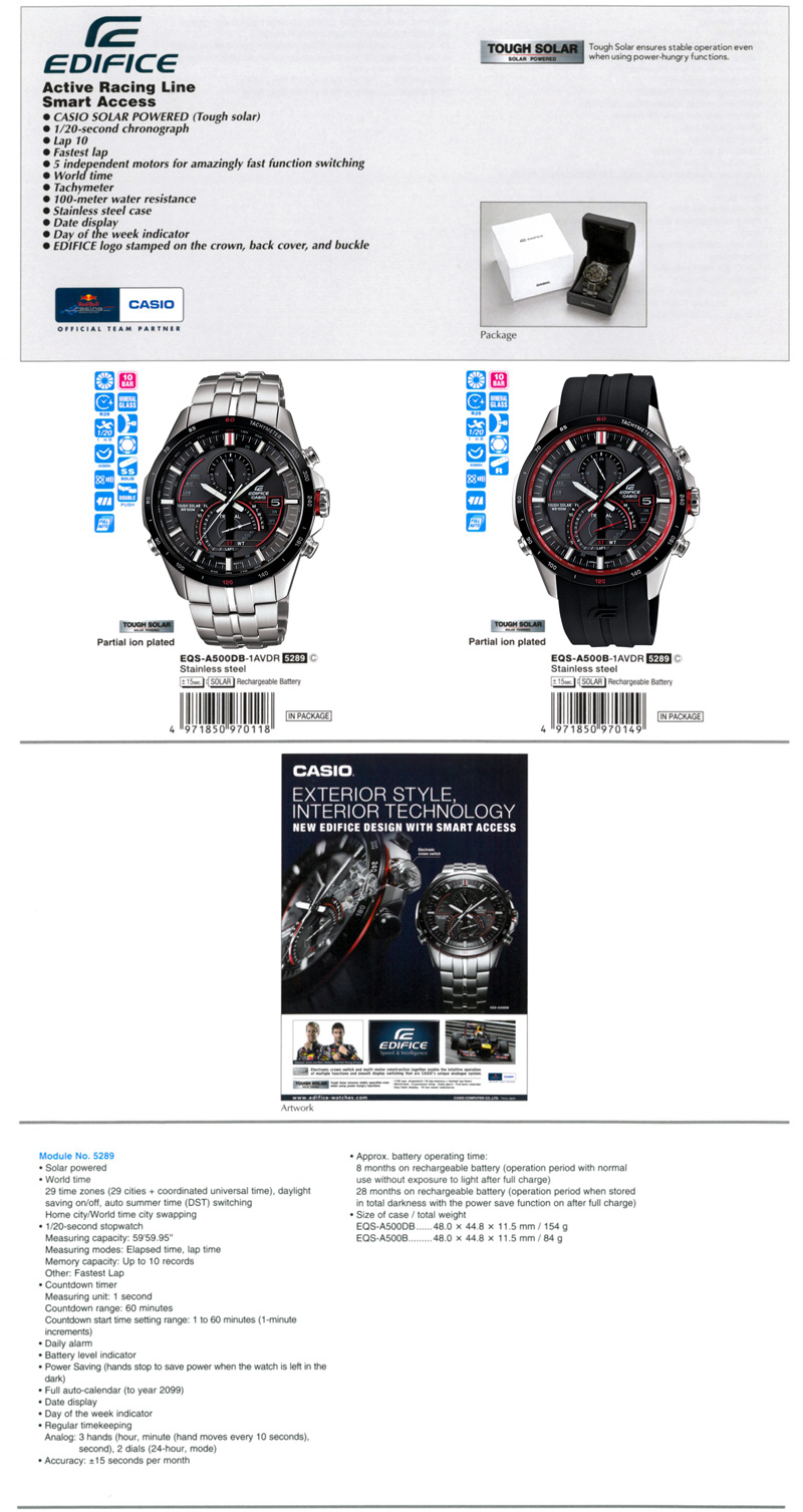 Edifice, Exterior style, Active Racing Line, Smart Access, Solar powered, EQS-A500DB-1AV, EQS-A500B-1AV