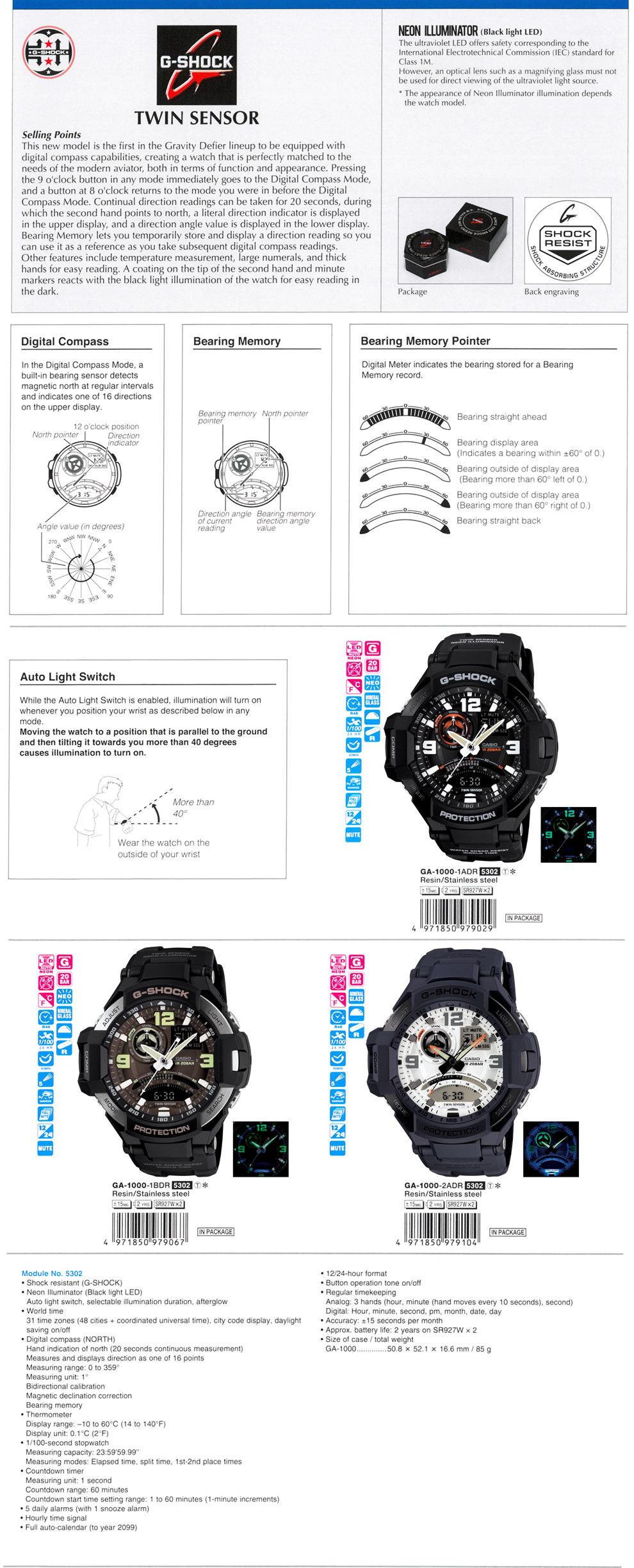 g shock twin sensor neon illuminator