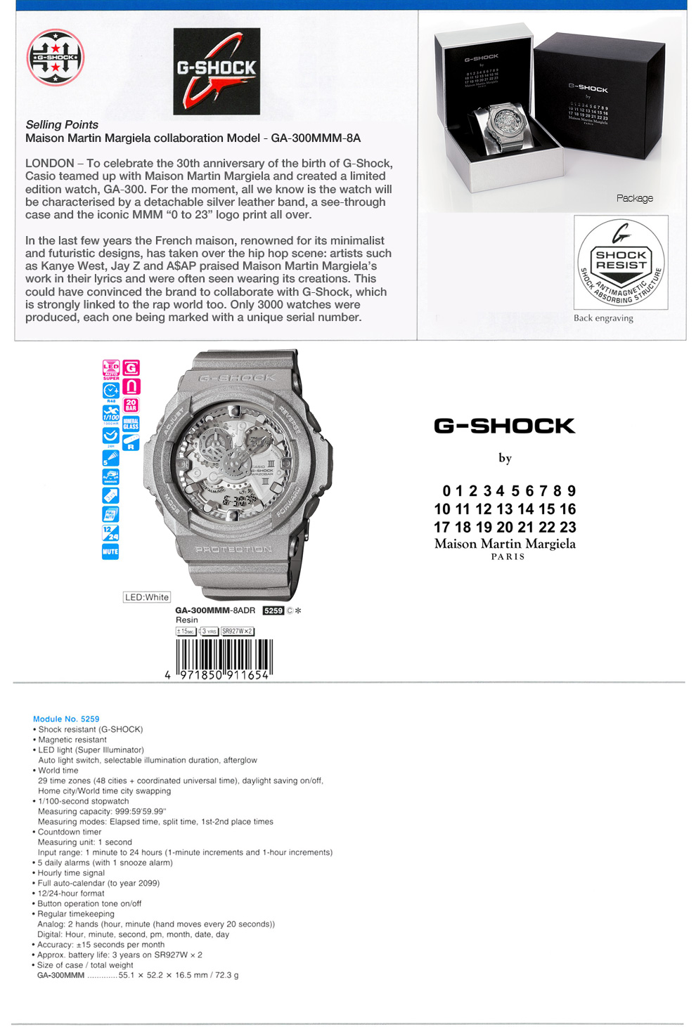 G-Shock, Maison Martin Margiela, collaboration Model, 30th Anniversary, Paris, GA-300MMM-8A