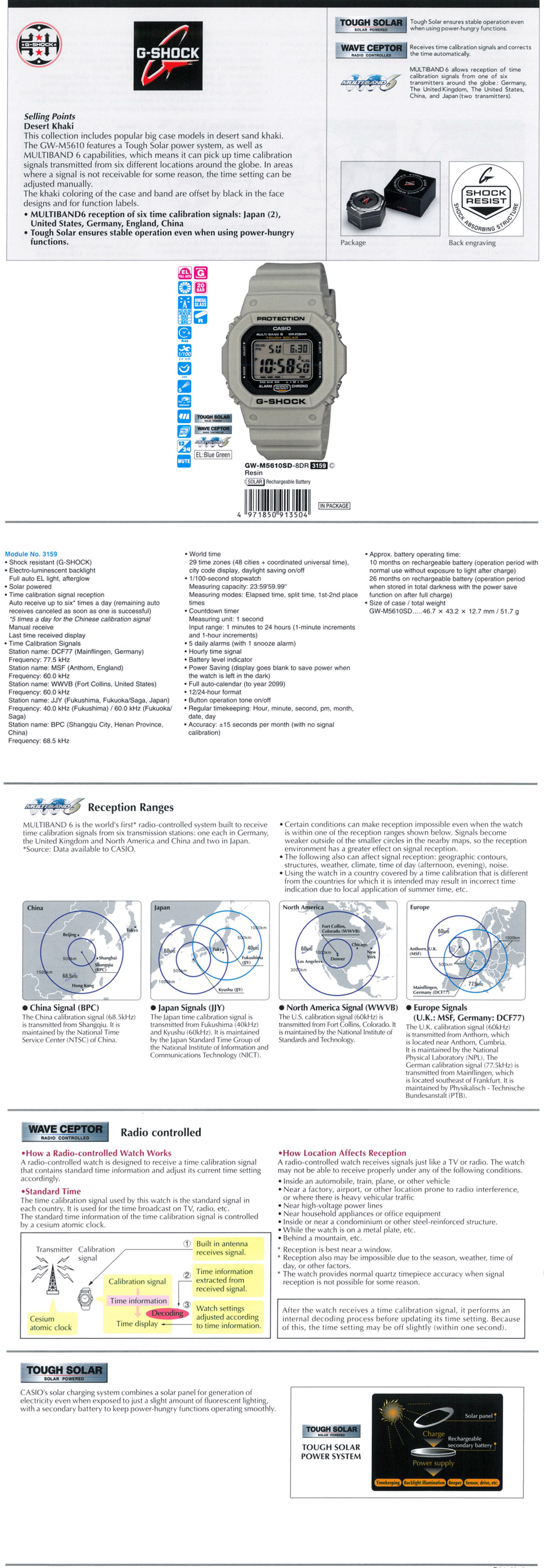G-Shock, Desert Khaki, Tough Solar, Multiband6, GW-M5610SD-8