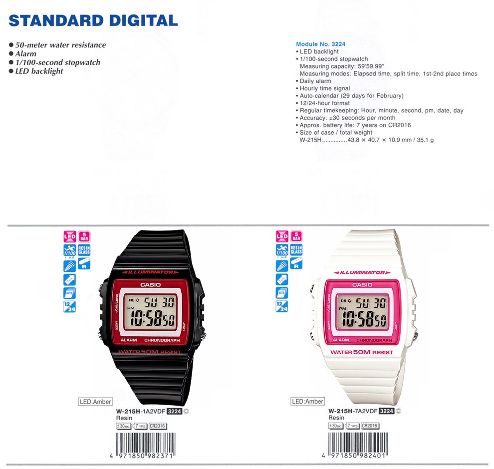 Standard Digital, W-215H-1A2V, M-215H-7A2V