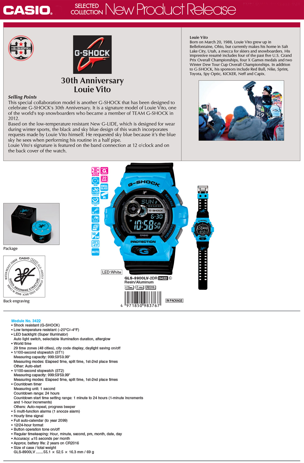 G-Shock, 30th Anniversary, Louie Vito, G-LIDE, GLS-8900LV-2