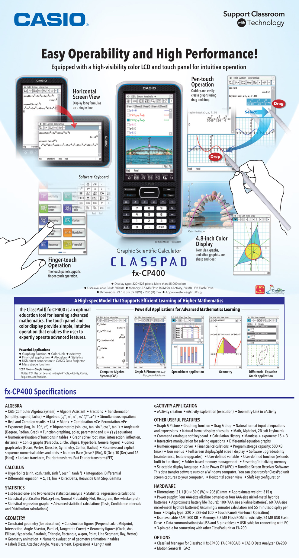Calculator, classpad, Graphic, Scientific, FX-CP400