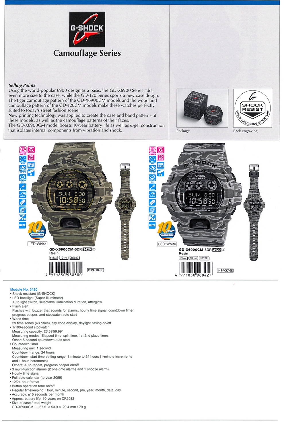 G-Shock, Camouflage, Tiger, patern, GD-X6900CM-5, GD-X6900CM-8