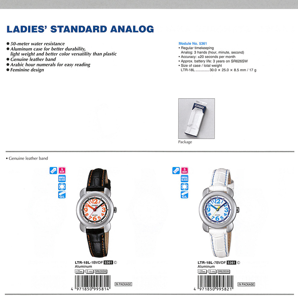 Standard Analog, LADIES, Feminine, LTR-18L-1BV, LTR-18L-7BV