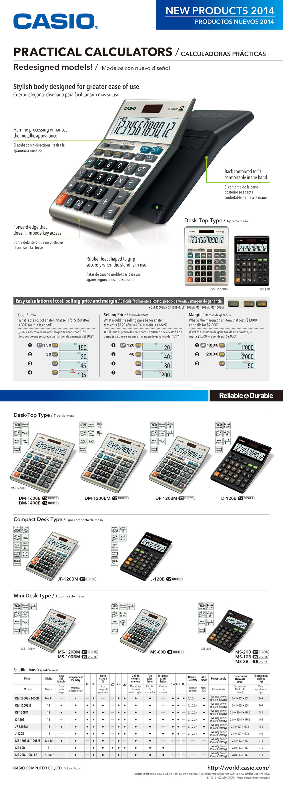 Calculators, Practical, DM-1200BM, D-120B, DM-1600B, DM-1400B, DM-1200BM, DF-120BM, D-120B, JF-120BM, J-120B, MS-120BM, MS-100BM, MS-80B, MS-20B, MS-10B, MS-8B