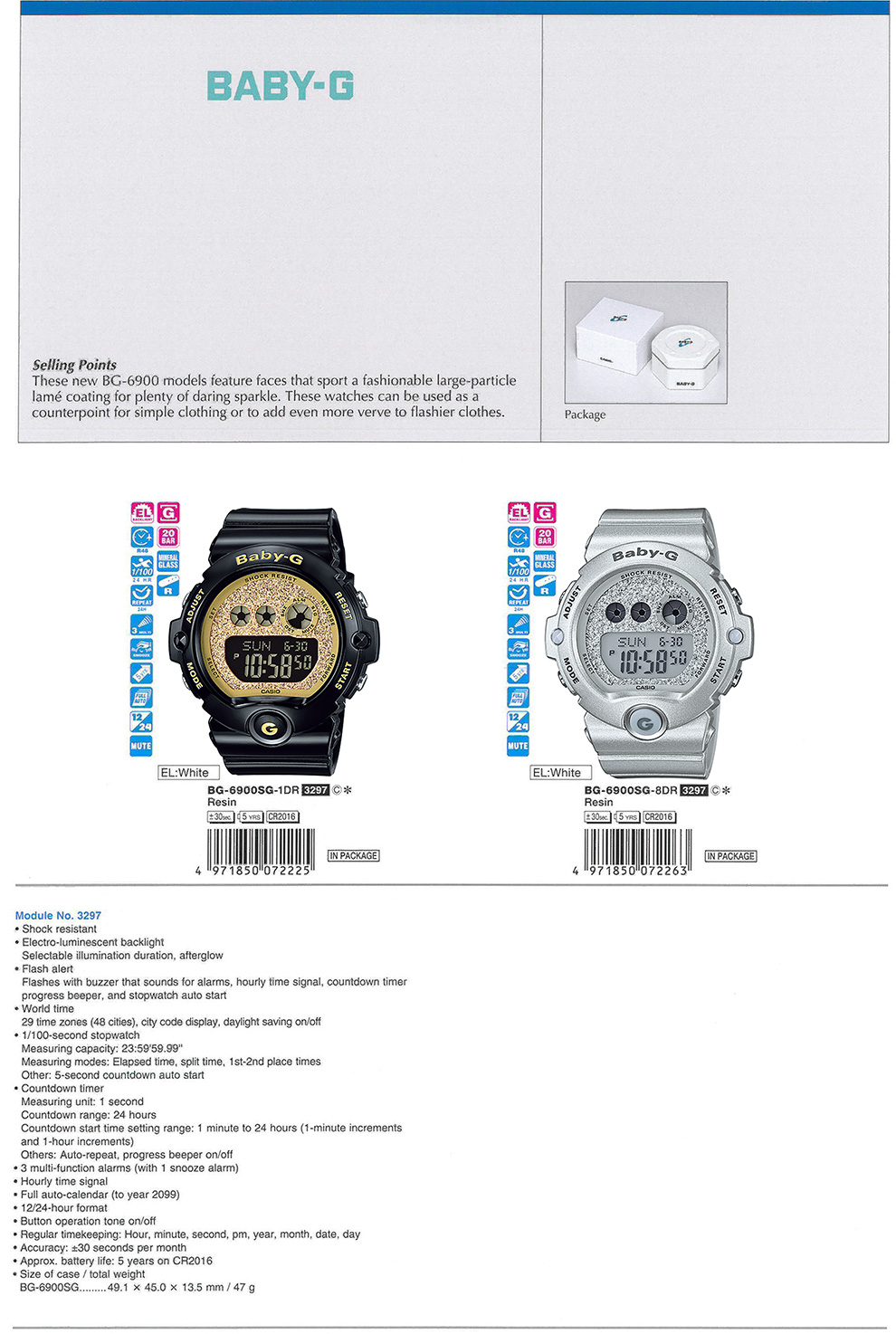 BABY-G, Fashionable, sparkle, flashier clothes, BG-6900SG-1, BG-6900SG-8