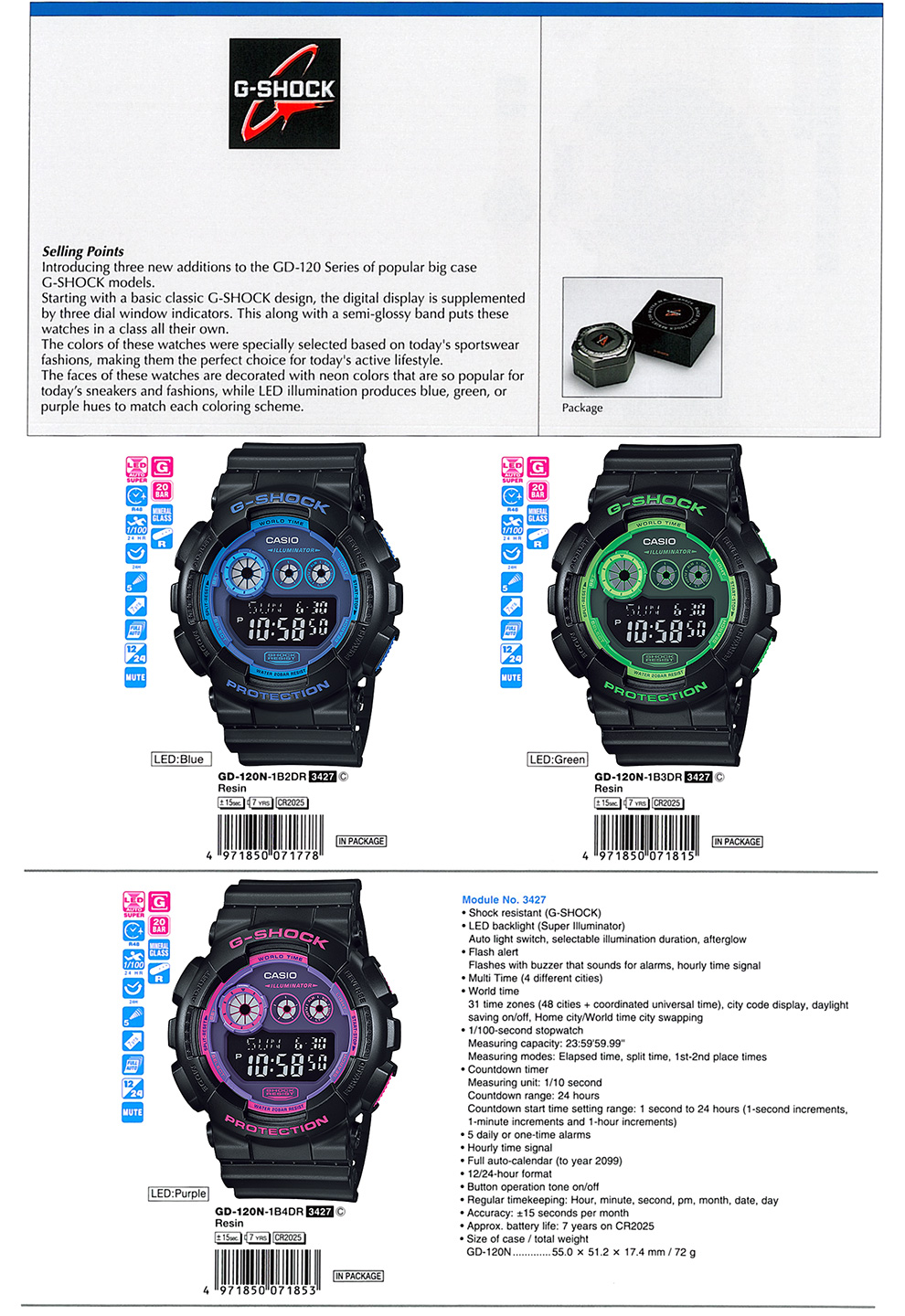 G-Shock, Neon colors, sportswear fashion, GD-120N-1B2, GD-120N-1B3, GD-120N-1B4