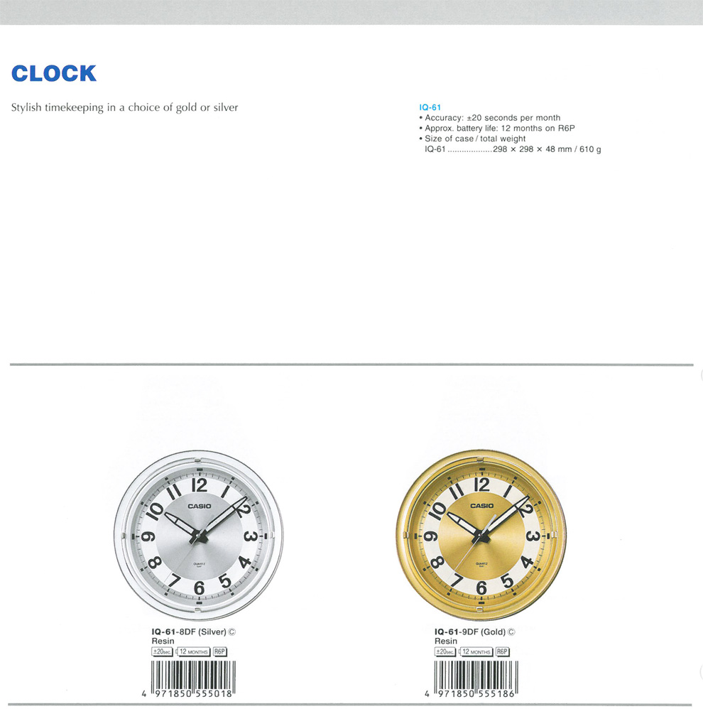 Clock, gold, silver, IQ-61-8, IQ-61-9