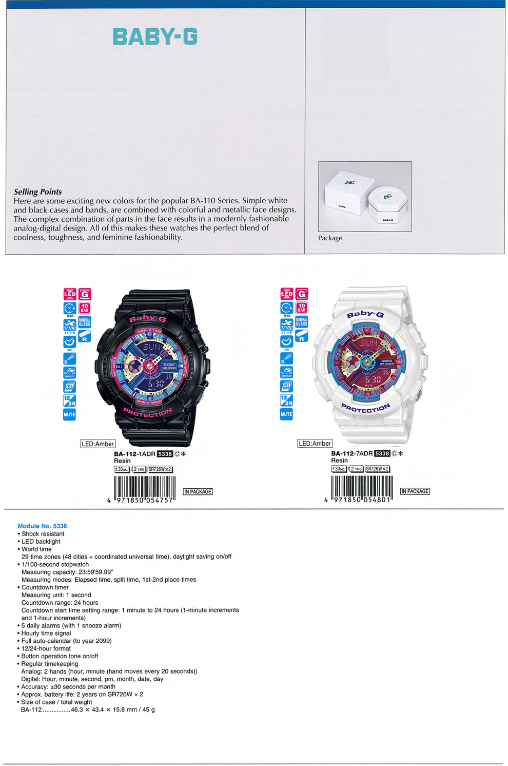Baby-G, modernly, fashionable, analog-digital design, Metallic face, BA-112-1A, BA-112-7A