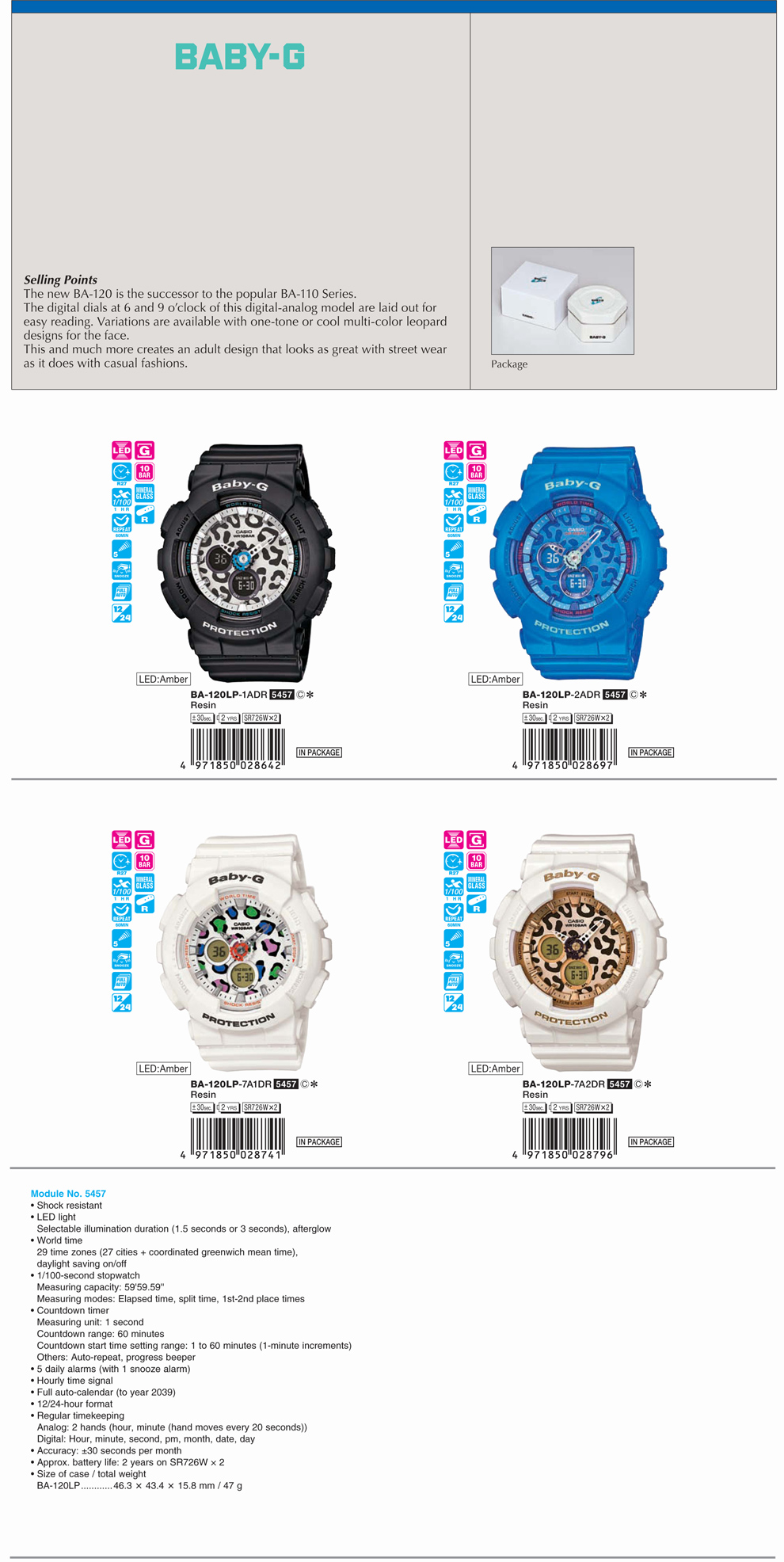 BABY-G, multi-color, leopard designs, street wear, casual fashions, BA-120LP-1A, BA-120LP-2A, BA-120LP-7A1, BA-120LP-7A2