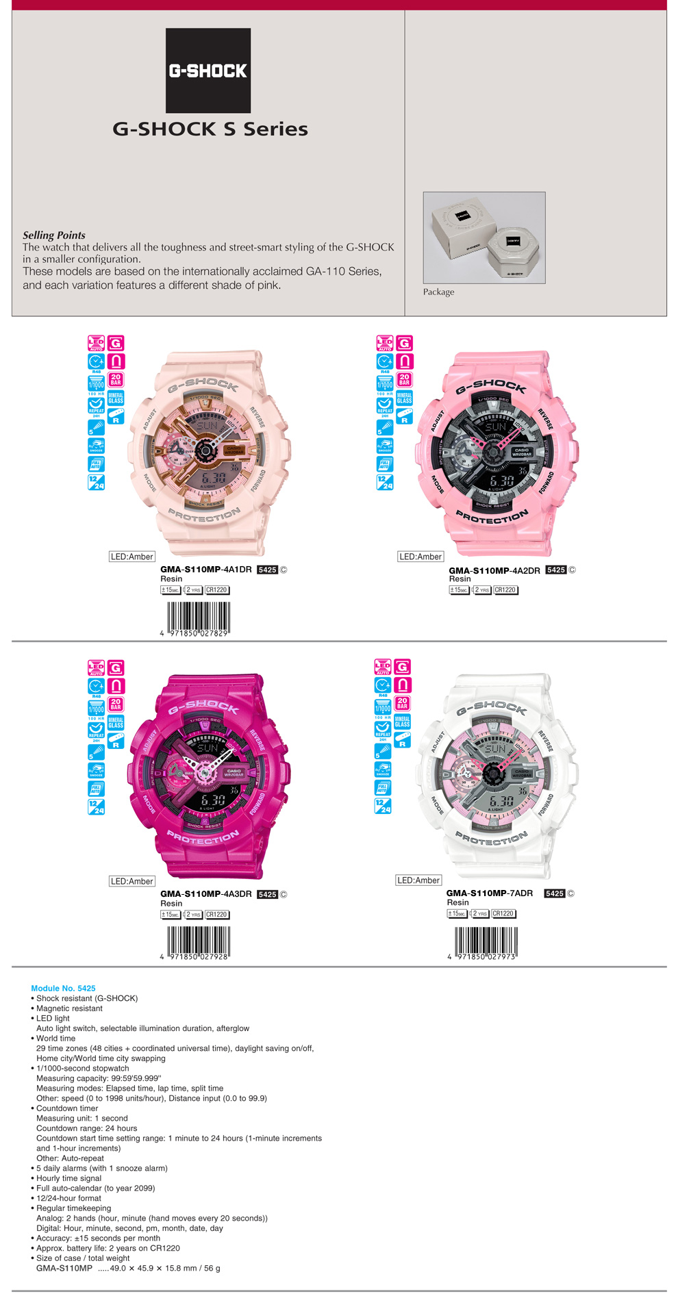 G-SHOCK, GMA-S110MP-7A, GMA-S110MP-4A3, GMA-S110MP-4A2, GMA-S110MP-4A1
