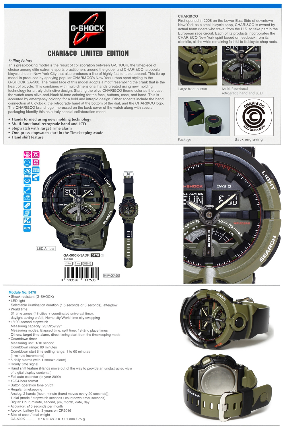 Npr G Shock Chari Co Limited Edition Ga 500k 3a Npr G Shock Chari Co Limited Edition Ga 500k 3a