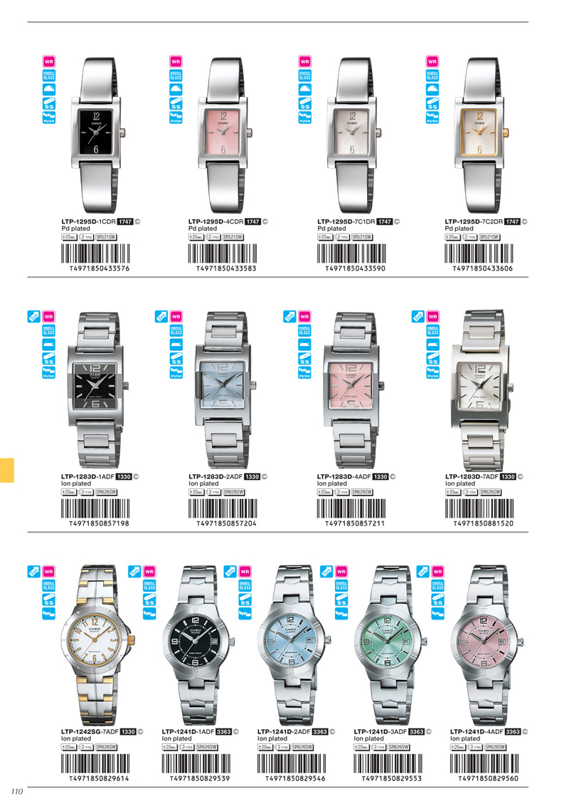 Watch, Standard Analog, LTP-1295-1C, LTP-1295D-4C, LTP-1295-7C1, LTP-1295D-7C2, LTP-1283D-1A, LTP-1283D-2A, LTP-1283D-4A, LTP-1283D-7A, LTP-1242SG-7A, LTP-1241D-1A, LTP-1241D-2A, LTP-1241D-3A, LTP-1241D-4A
